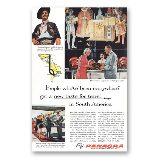 1959 Panagra Airlines Hand Worked Copperware Vintage Magazine Print Ad