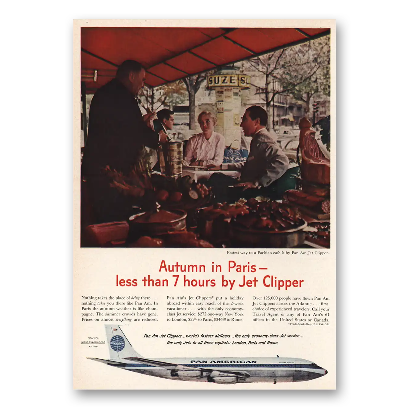 1959 Pan Am Jet Clipper Autumn In Paris Vintage Magazine Print Ad