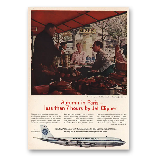 1959 Pan Am Jet Clipper Autumn In Paris Vintage Magazine Print Ad