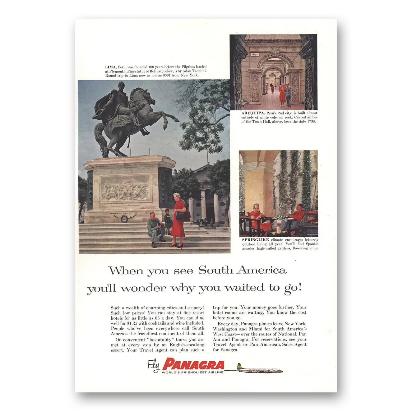 1959 Panagra Airlines When You See South America Vintage Magazine Print Ad