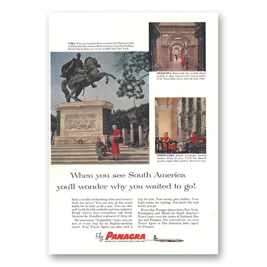 1959 Panagra Airlines When You See South America Vintage Magazine Print Ad