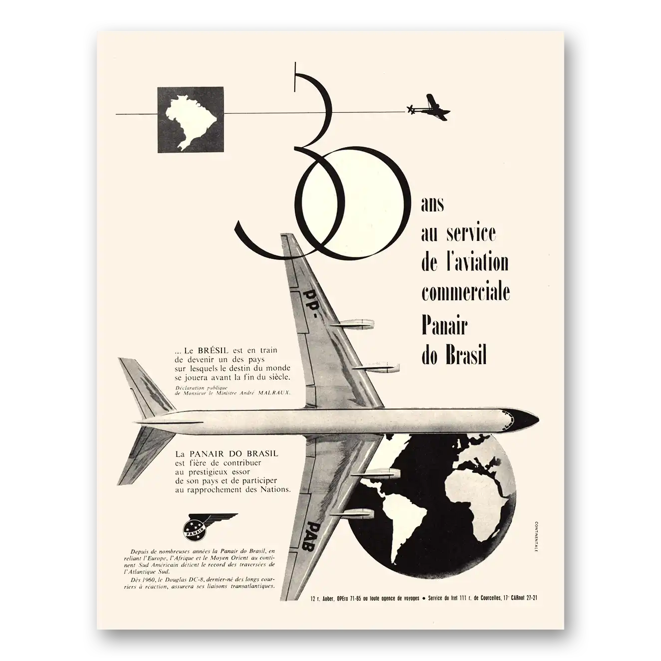 1959 Panair Ans Au Service de l Aviation French Vintage Magazine Print Ad