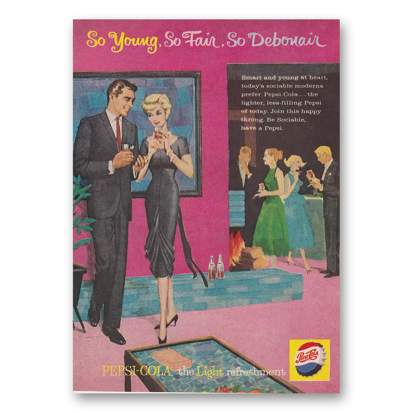 1959 Pepsi So Young So Fair So Debonair Vintage Magazine Print Ad