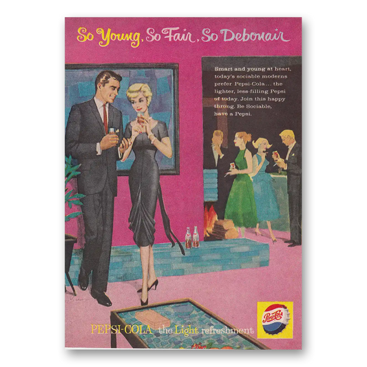 1959 Pepsi So Young So Fair So Debonair Vintage Magazine Print Ad