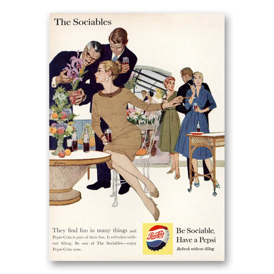 1959 Pepsi Sociables Vintage Magazine Print Ad