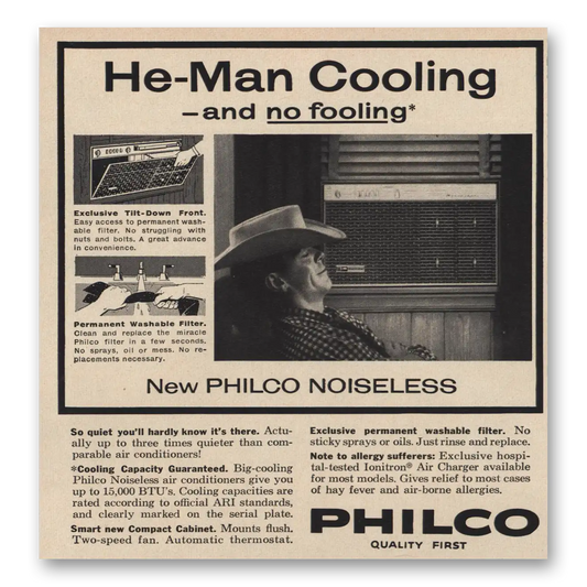 1959 Philco Air Conditioner He Man Cooling Vintage Magazine Print Ad