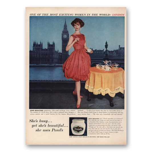 1959 Ponds Cold Cream Exciting Women London Vintage Magazine Print Ad