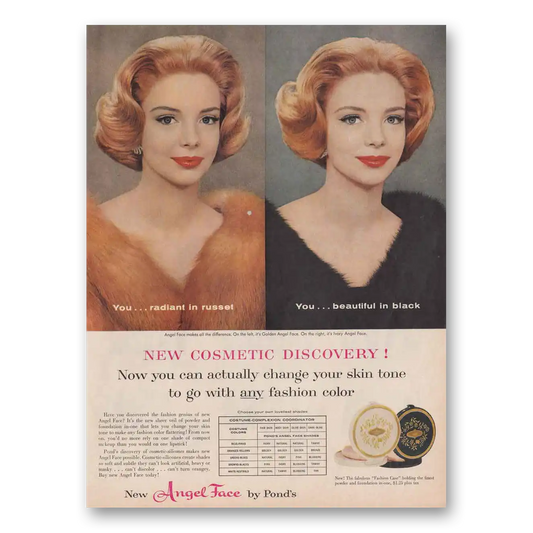 1959 Angel Face Cosmetics Fashion Case Vintage Magazine Print Ad