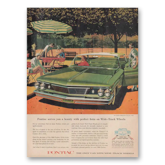 1959 Pontiac Bonneville Vista Tennis Vintage Magazine Print Ad