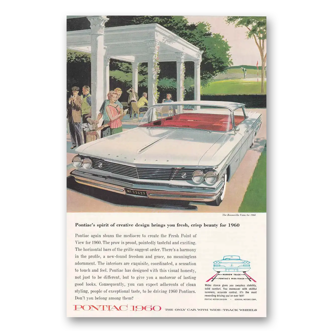 1960 Pontiac Bonneville Vista Spirit of Creative Design Vintage Magazine Print Ad