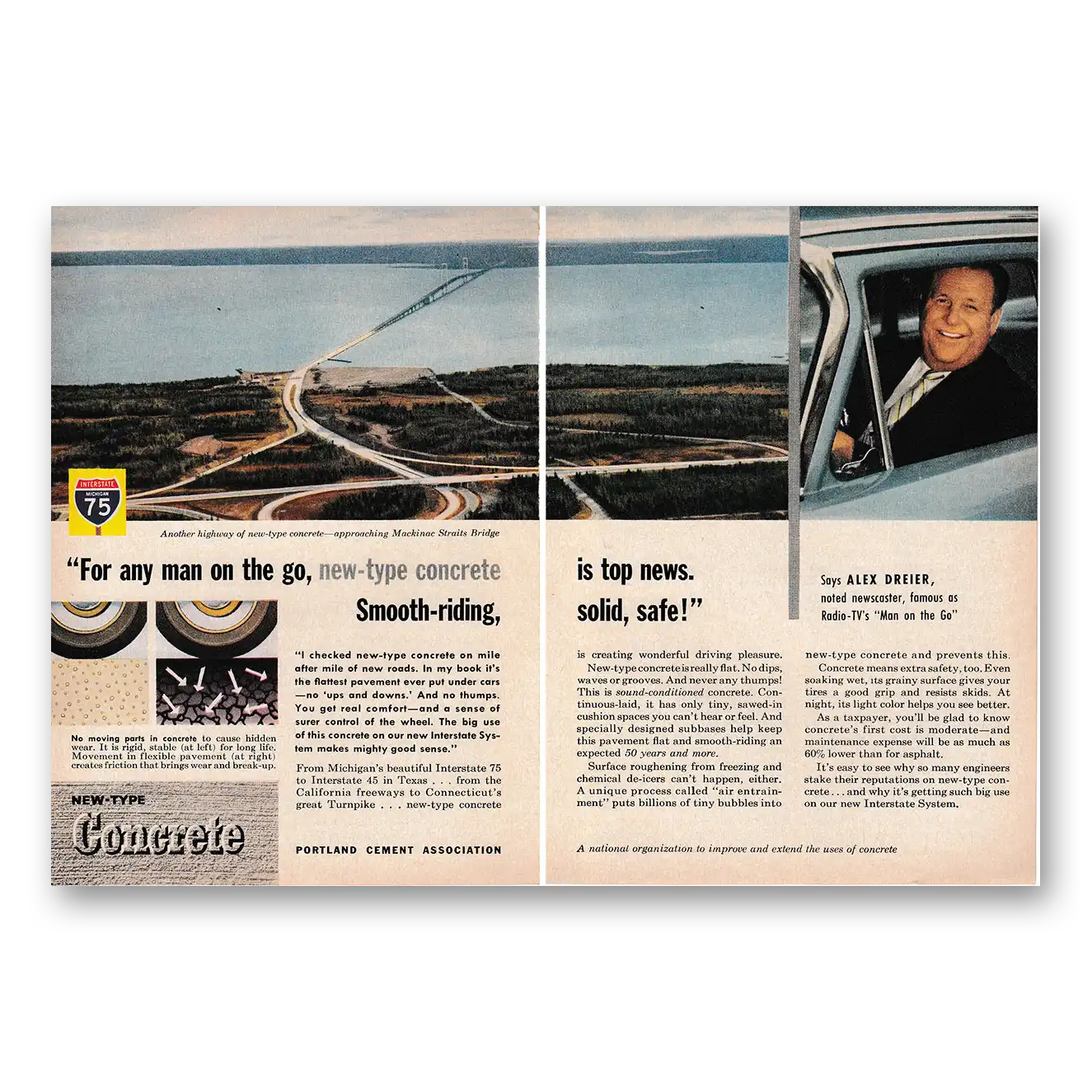 1959 Portland Cement Interstate 75 Alek Dreier Vintage Magazine Print Ad