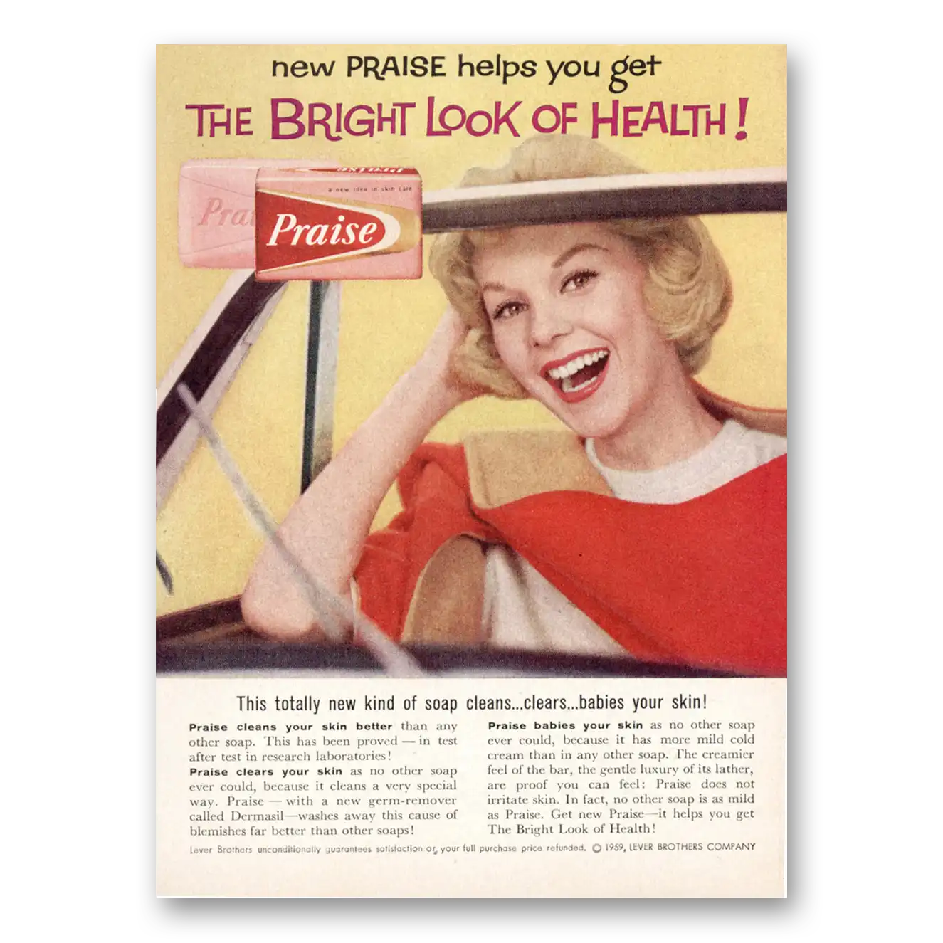 1959 Praise Soap Totally New Kind of Soap Vintage Magazine Print Ad