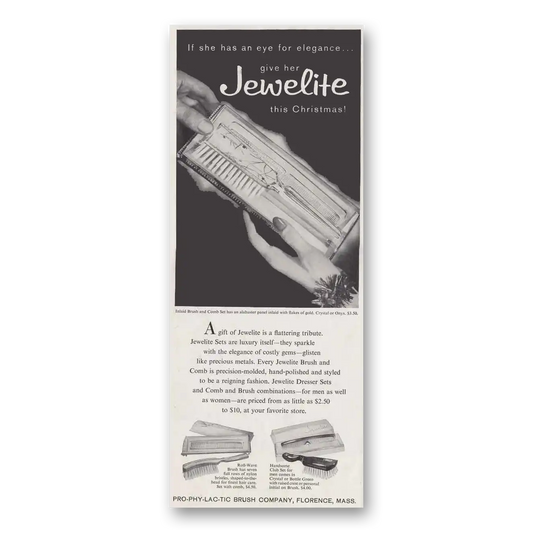 1959 Pro-Phy-Lac-Tic Brush Jewelite Vintage Magazine Print Ad