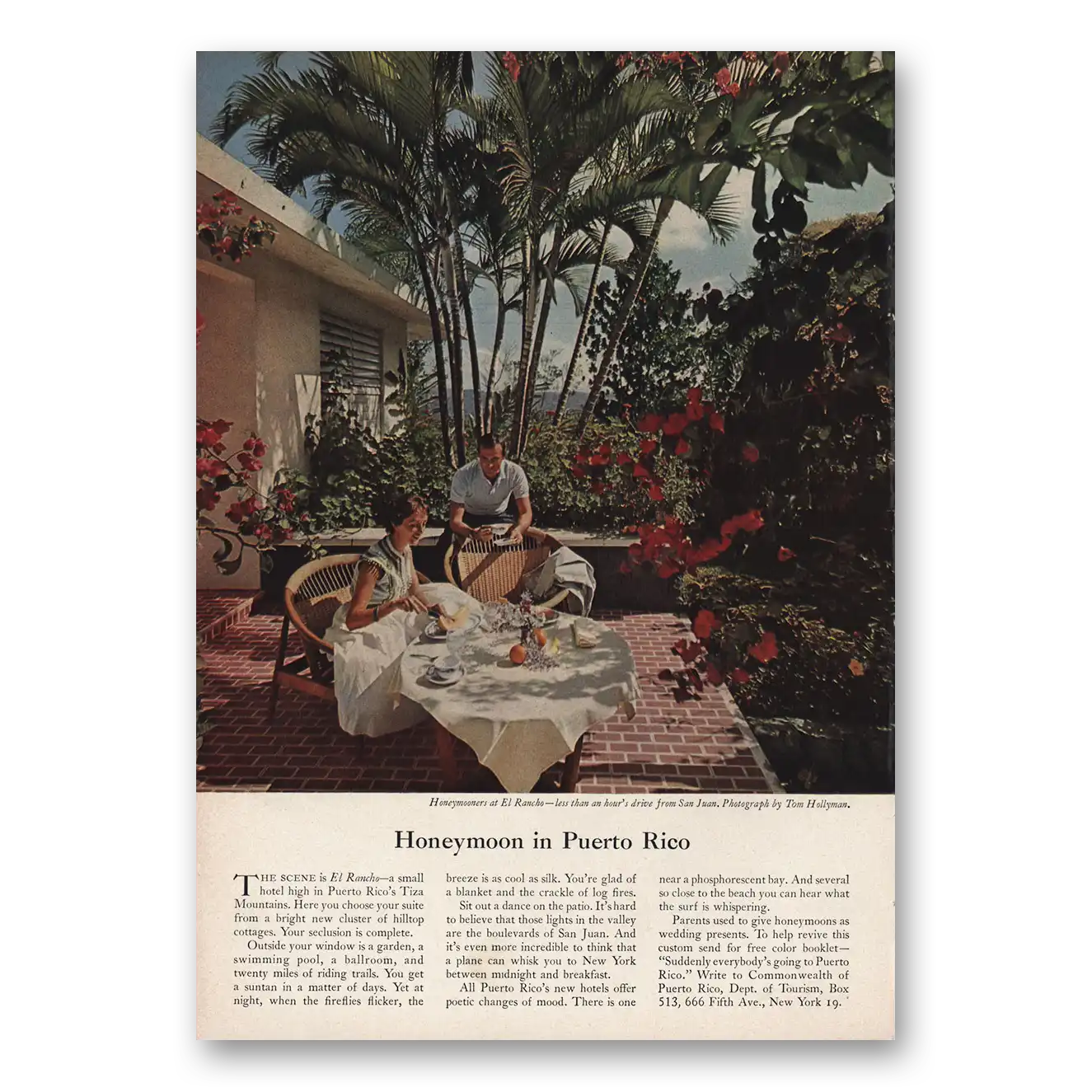 1959 Puerto Rico Honeymooners at El Rancho Vintage Magazine Print Ad