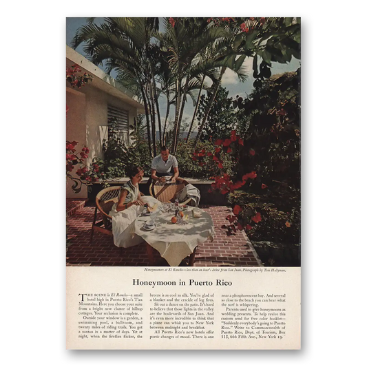 1959 Puerto Rico Honeymooners at El Rancho Vintage Magazine Print Ad