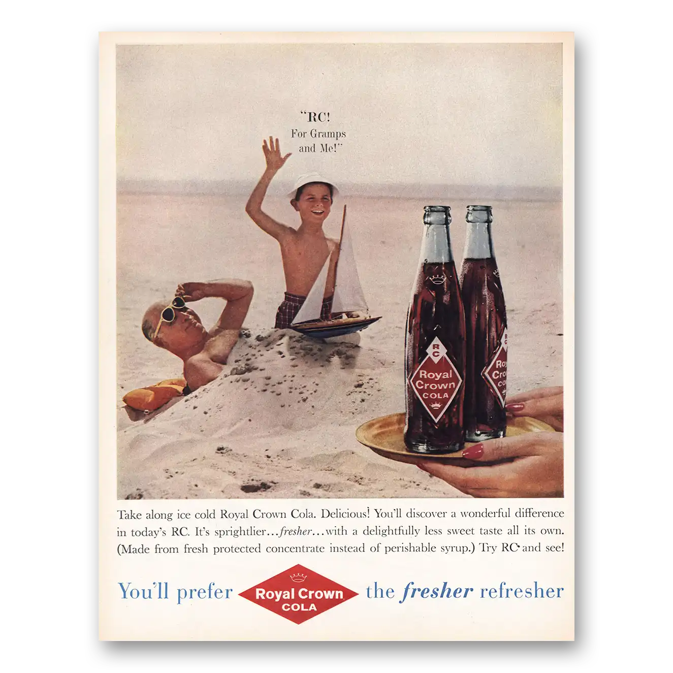 1959 Royal Crown Cola For Gramps and Me Vintage Magazine Print Ad