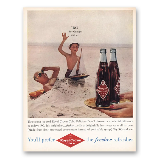 1959 Royal Crown Cola For Gramps and Me Vintage Magazine Print Ad