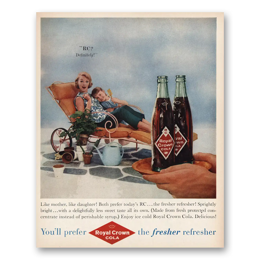 1959 Royal Crown Cola Like Mother Like Daughter Vintage Magazine Print Ad