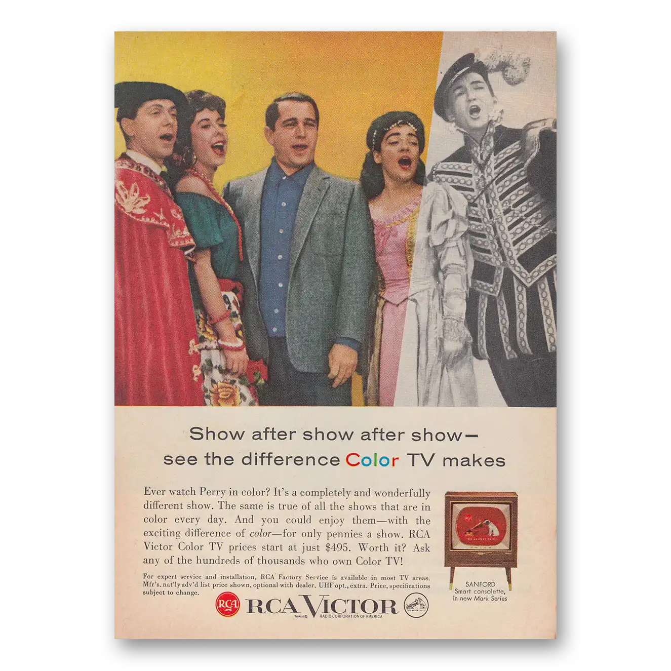 1959 RCA Victor Television Show After Show Perry Como Vintage Magazine Print Ad