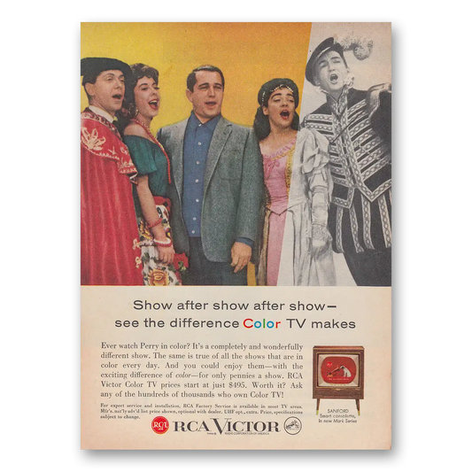 1959 RCA Victor Television Show After Show Perry Como Vintage Magazine Print Ad