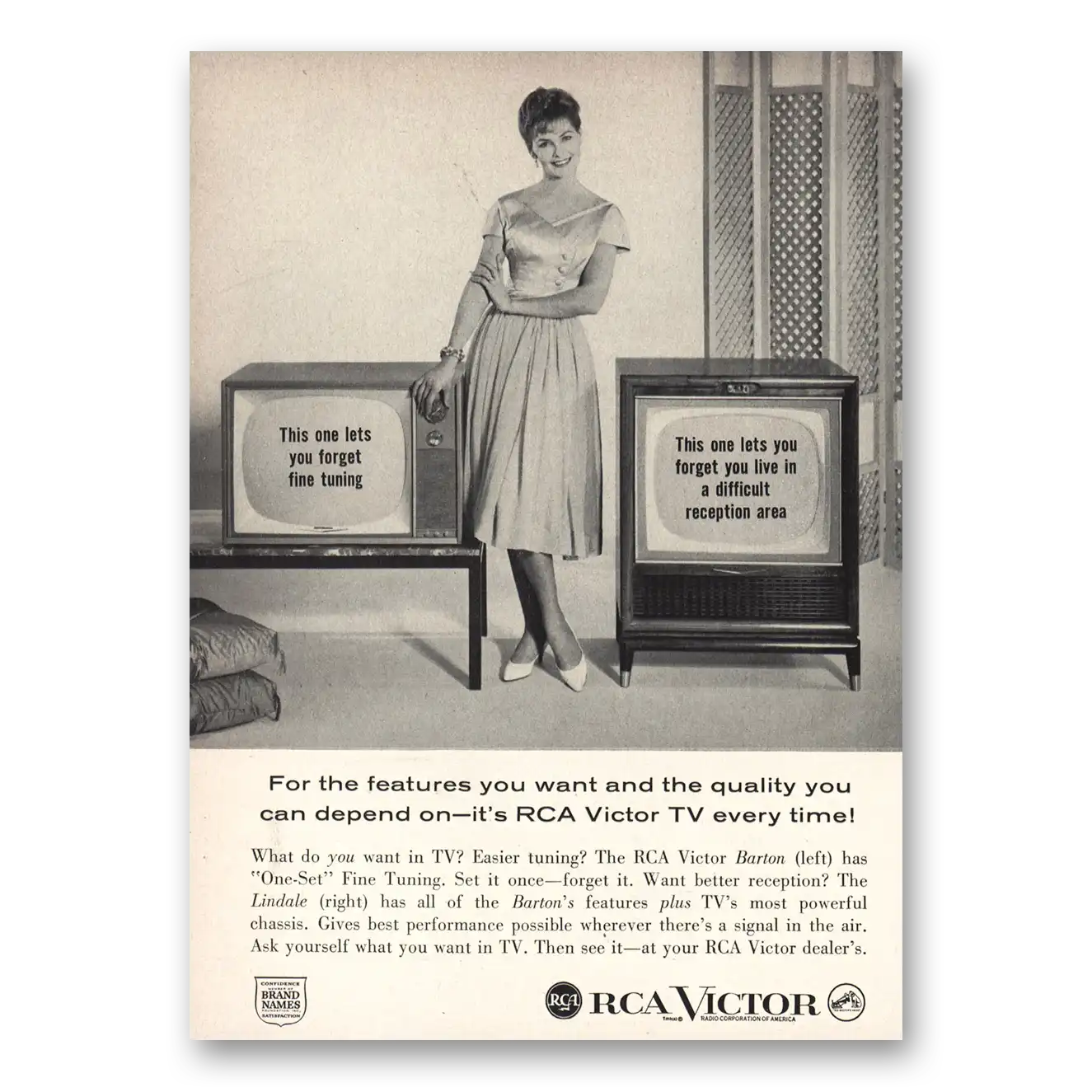 1959 RCA Victor Television Lets You Forget Fine Tuning Vintage Magazine Print Ad