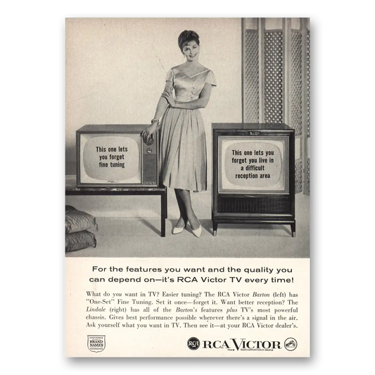 1959 RCA Victor Television Lets You Forget Fine Tuning Vintage Magazine Print Ad