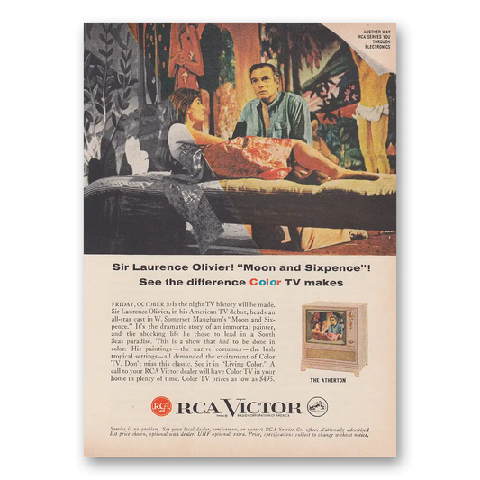 1959 RCA Victor Television Television Sir Laurence Olivier Moon and Sixpence Vintage Magazine Print Ad