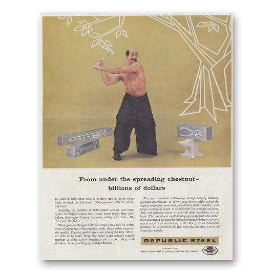 1959 Republic Steel Spreading Chestnut Vintage Magazine Print Ad