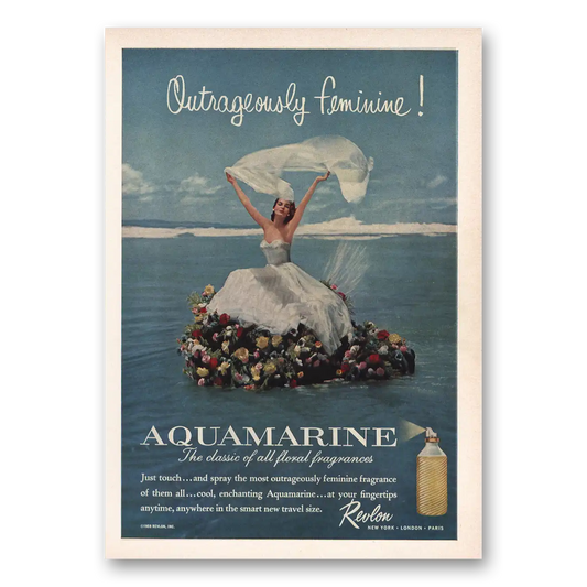 1959 Aquamarine Perfume Outrageously Feminine Vintage Magazine Print Ad