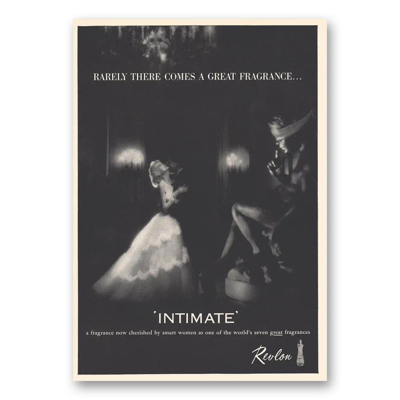 1959 Intimate Perfume Barely There Comes a Great Fragrance Vintage Magazine Print Ad