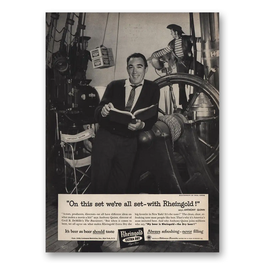 1959 Rheingold Beer Anthony Quinn Vintage Magazine Print Ad