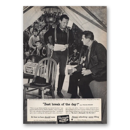 1959 Rheingold Beer Best Break of the Day William Holden Vintage Magazine Print Ad