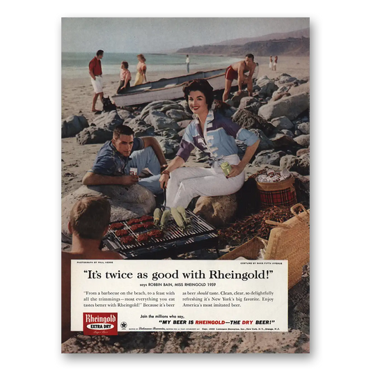 1959 Rheingold Beer Robbin Bain Miss Rheingold Vintage Magazine Print Ad