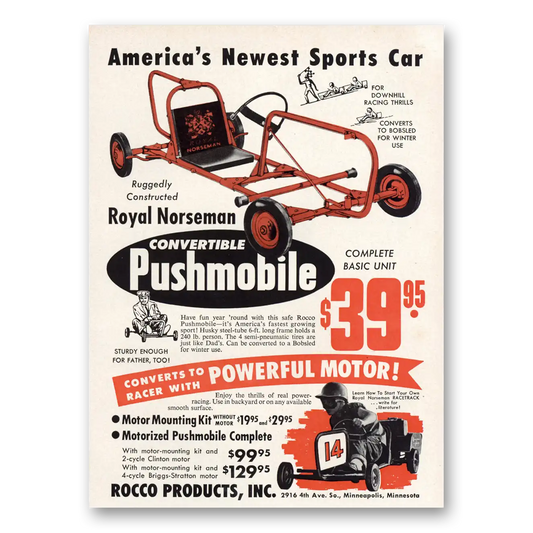 1959 Royal Norseman Convertible Pushmobile Americas Newest Sports Car Vintage Magazine Print Ad