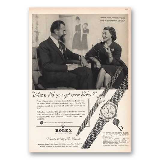 1959 Rolex Ladys Orchid and Mans Day Date Vintage Magazine Print Ad