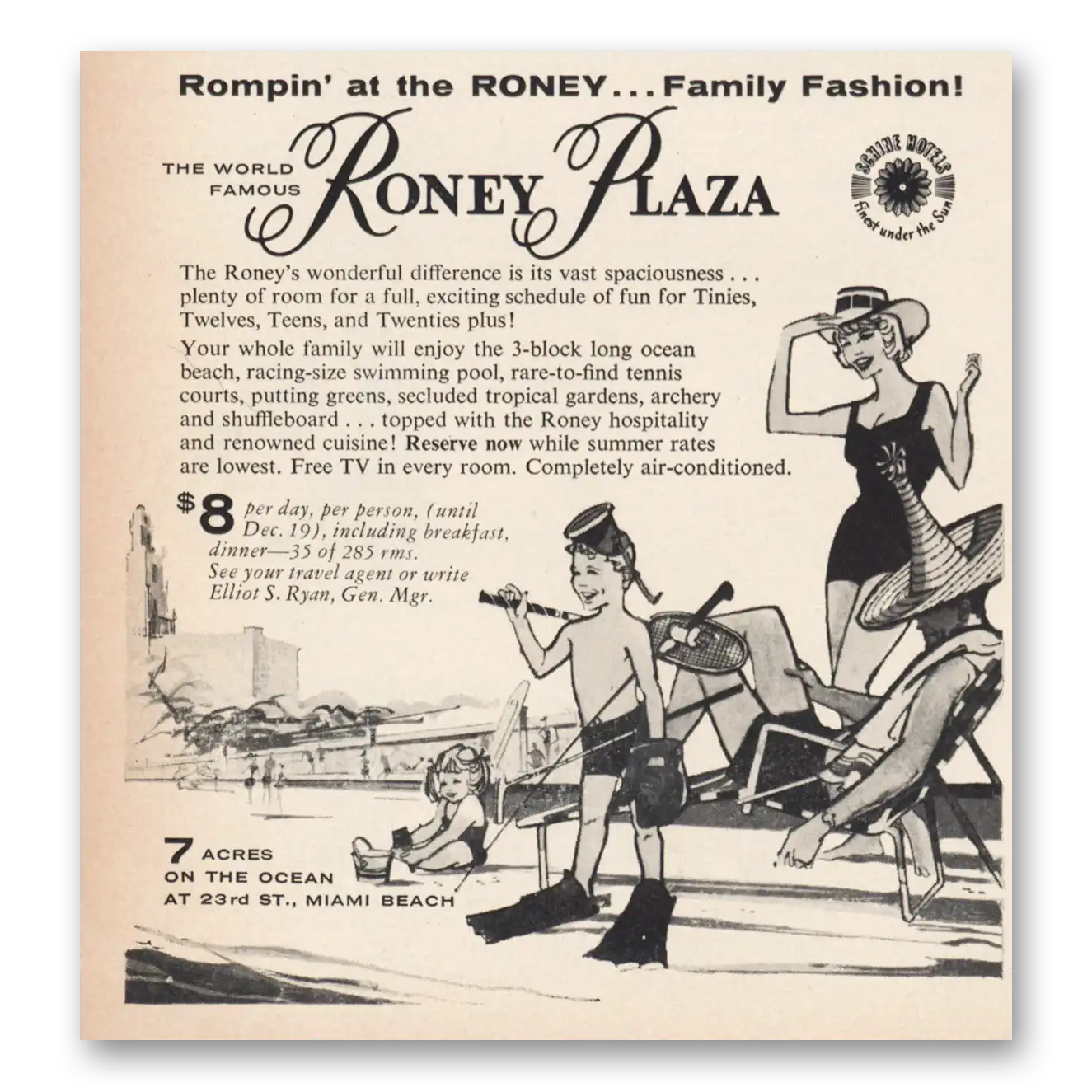 1959 Roney Plaza Miami Rompin At the Roney Vintage Magazine Print Ad