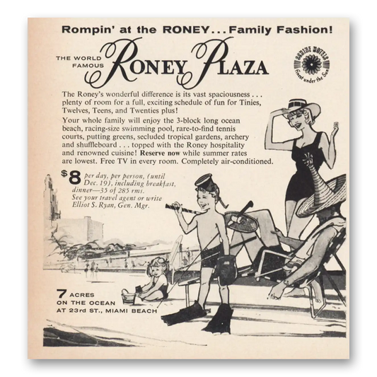 1959 Roney Plaza Miami Rompin At the Roney Vintage Magazine Print Ad