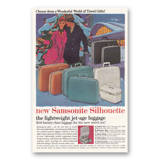 1959 Samsonite Luggage Silhouette Jet Age Luggage Vintage Magazine Print Ad