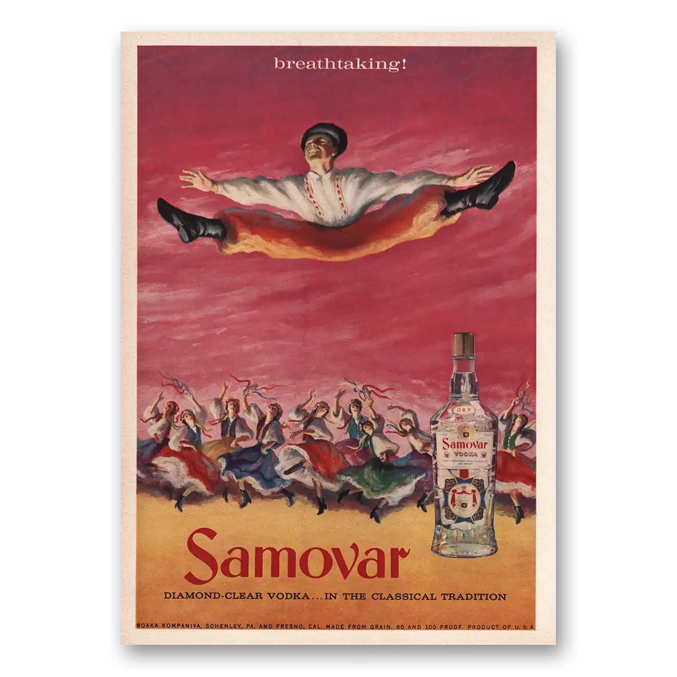 1959 Samovar Vodka Breathtaking Vintage Magazine Print Ad