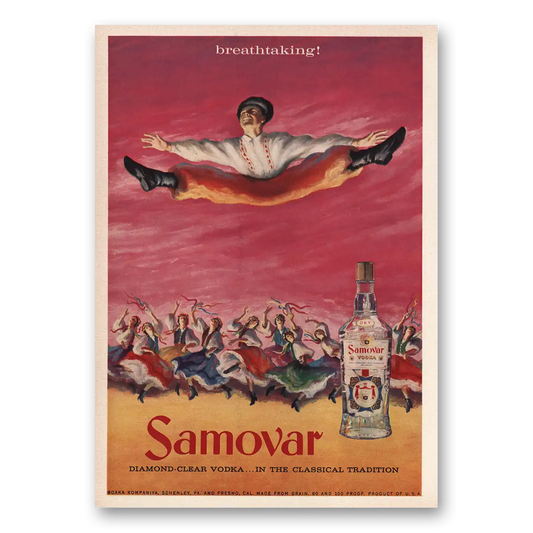 1959 Samovar Vodka Breathtaking Vintage Magazine Print Ad