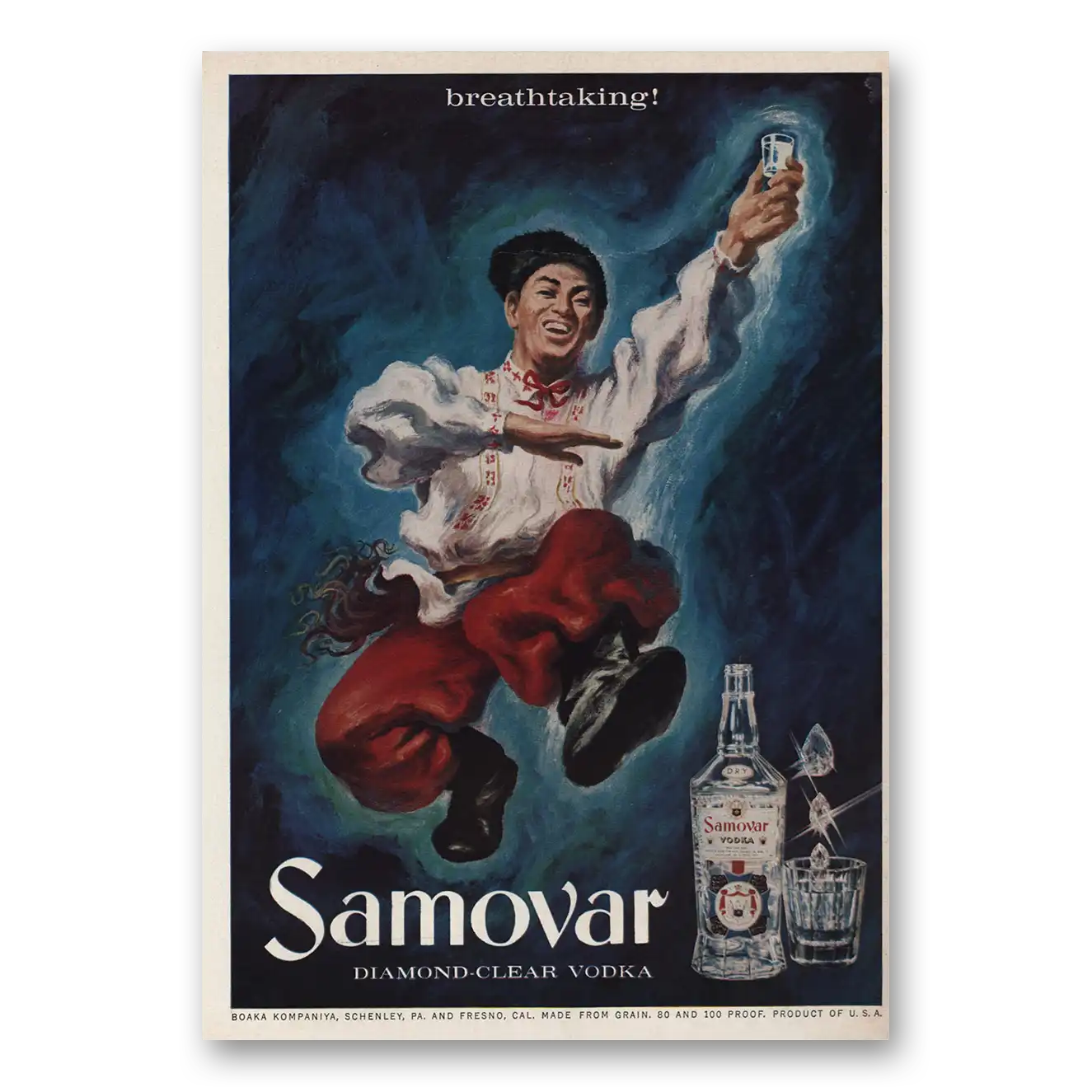 1959 Samovar Vodka Breathtaking Vintage Magazine Print Ad