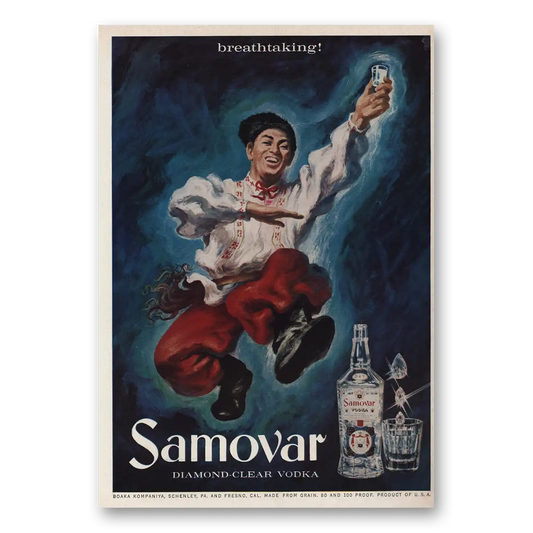 1959 Samovar Vodka Breathtaking Vintage Magazine Print Ad