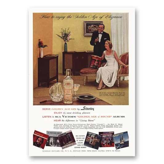 1959 Golden Age Gin Golden Age of Sound Vintage Magazine Print Ad