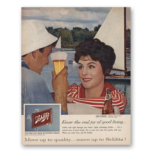 1959 Schlitz Beer Erin OBrien Vintage Magazine Print Ad