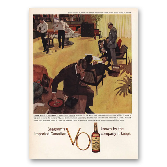 1959 Seagrams VO Whisky Where a Business Is Born Over Lunch Vintage Magazine Print Ad