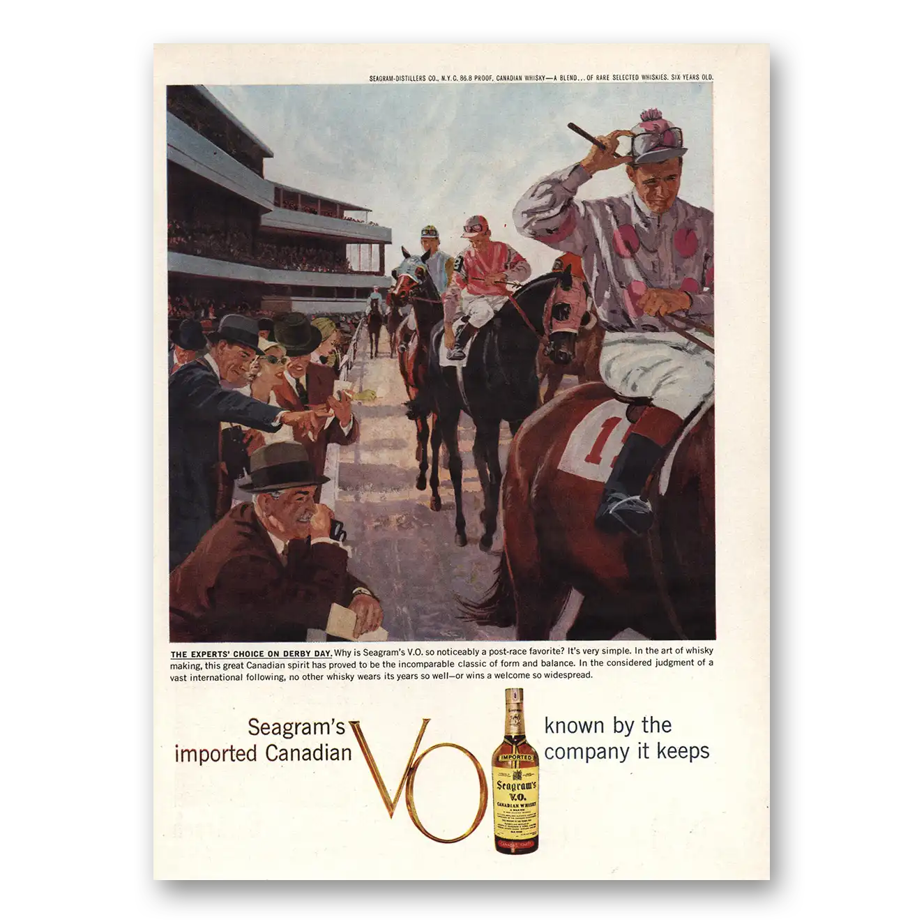 1959 Seagrams VO Whisky Experts Choice Derby Day Vintage Magazine Print Ad