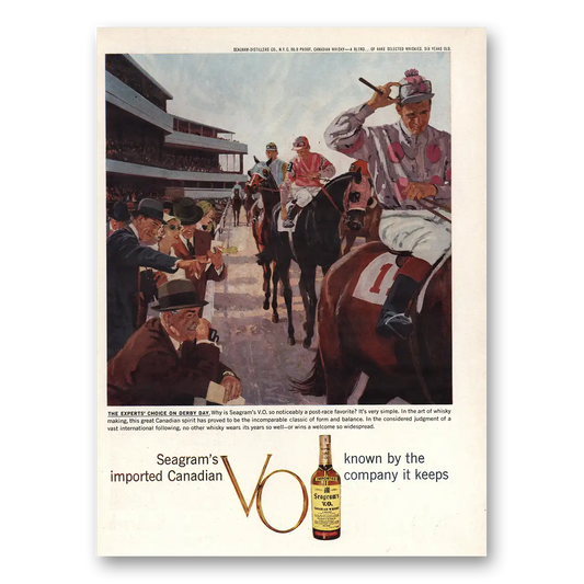 1959 Seagrams VO Whisky Experts Choice Derby Day Vintage Magazine Print Ad