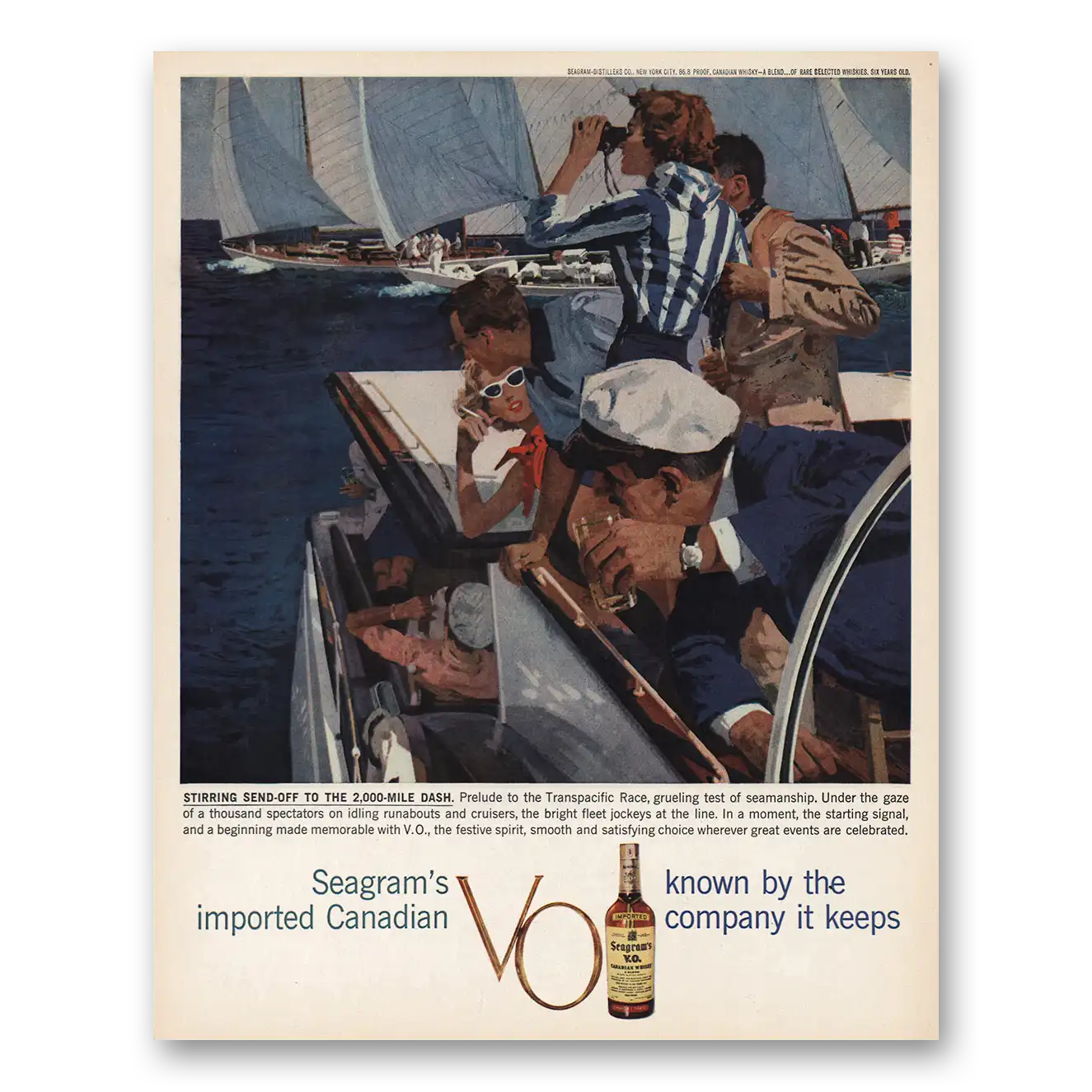 1959 Seagrams VO Whisky Transpacific Race Vintage Magazine Print Ad