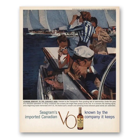 1959 Seagrams VO Whisky Transpacific Race Vintage Magazine Print Ad