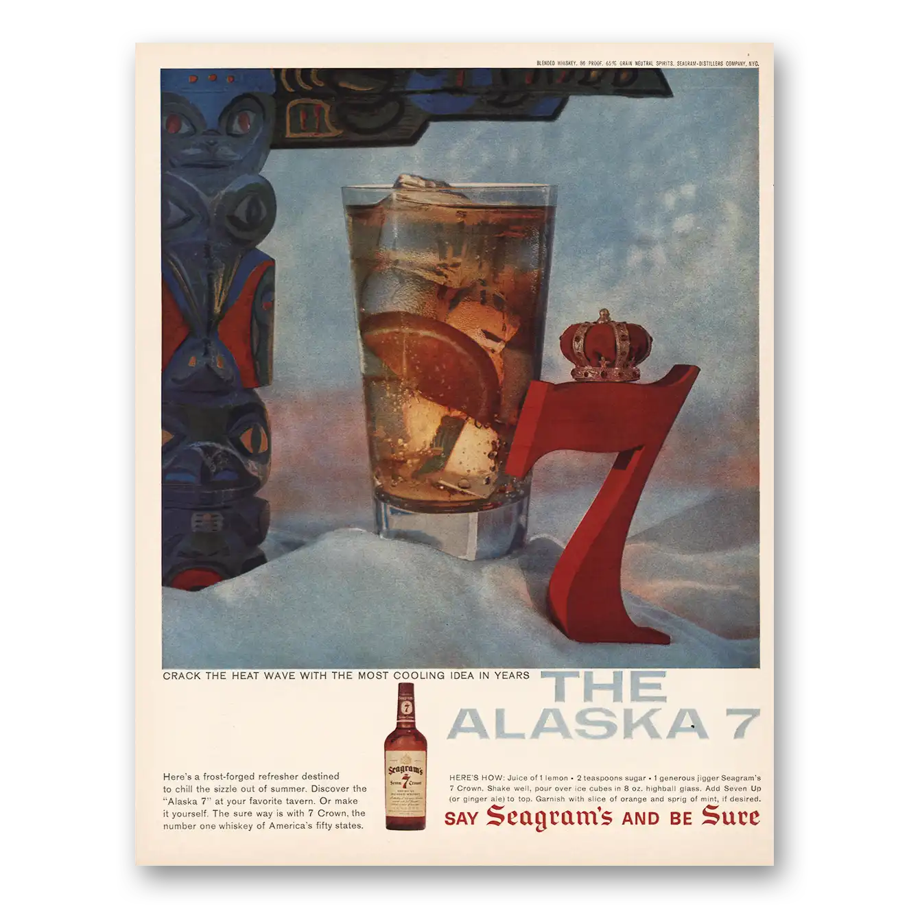 1959 Seagrams The Alaska 7 Vintage Magazine Print Ad